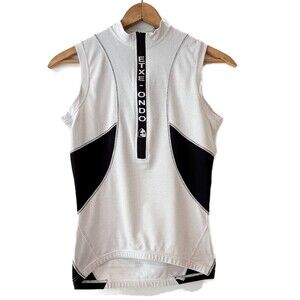 EtxeOndo Cycling Jersey Sleeveless White Black 1/2 Zip Medium Active Biking